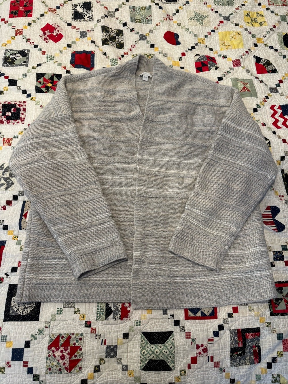 Pure Jill Women's Light Gray Open-Front Knit Cardigan